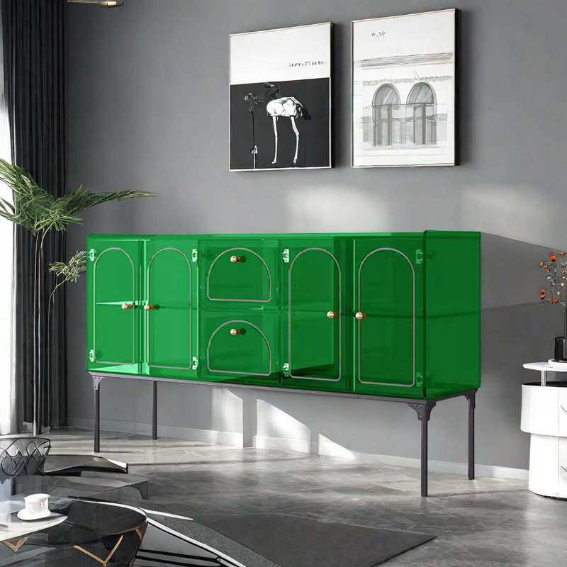 Italian Style Light Luxury Accent Cabinet Sideboard, Green, 36.6" H x 47.2" W x 14.9" D