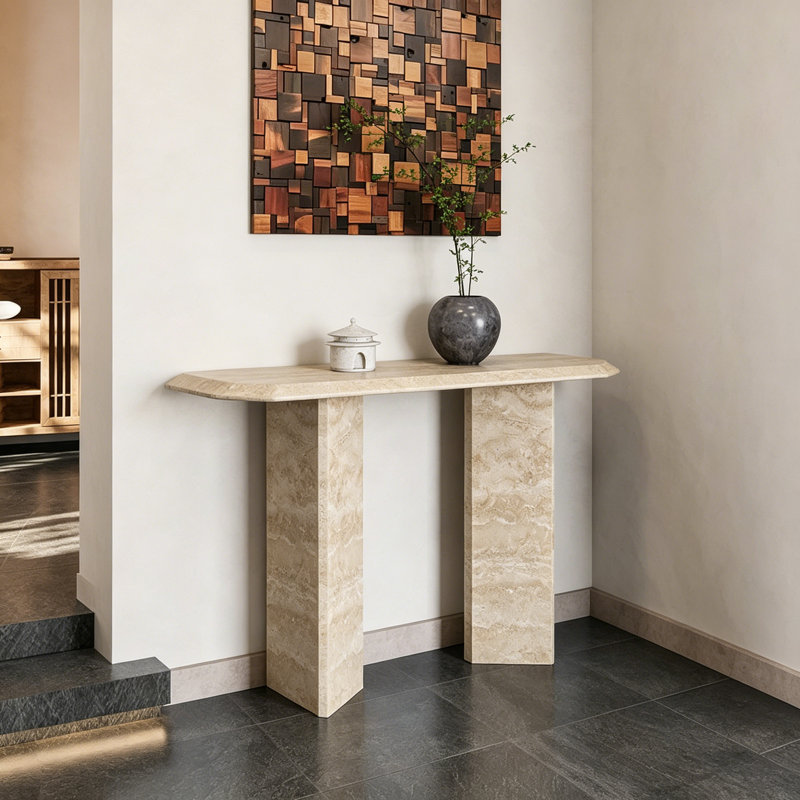 Console Wabi-Sabi, H 33,5 po x l 63 po x P 15,7 po, Beige