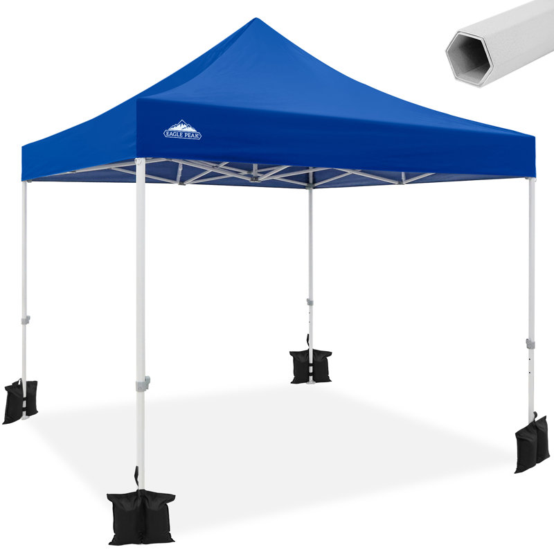 Pavillon escamotable 10 pi L 10 pi. D Auvent commercial en acier, Bleu