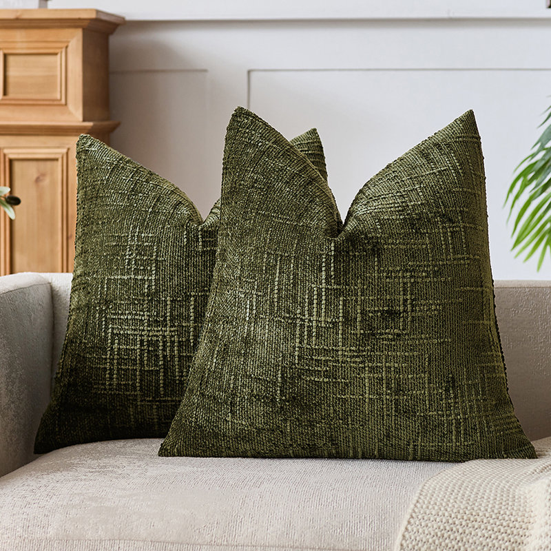 Housses de coussin en chenille texturée, Carré 20 po, Vert sauge
