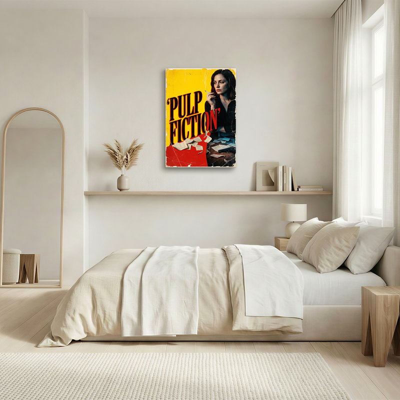 Affiche de film Pulp Fiction vieillie, femme fumante, toile murale, H 18 po x l 12 po