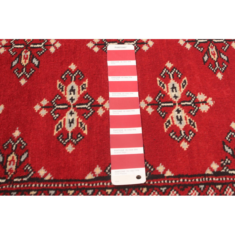 Tapis rouge Malci Peshawar Bokhara 2 pi 6 po x 3 pi 10 po