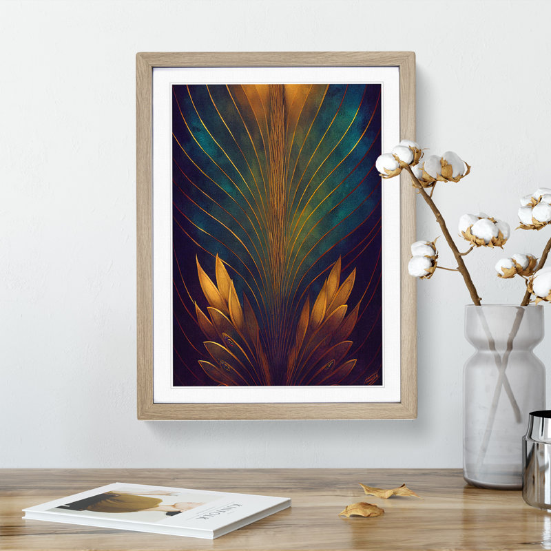 XV1022-4018X Special Feathers No.1 - Single Picture Frame Print, 46cm H x 34cm W x 2cm D, Oak