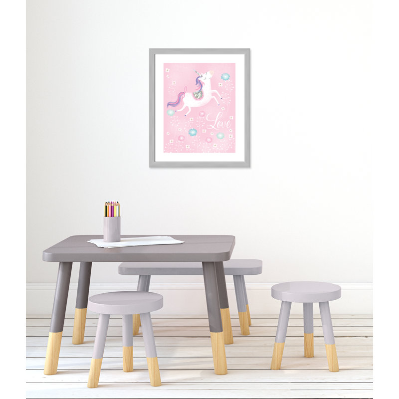 «Love Unicorn», art encadré, H 24,5 po x l 20,5 po x P 0,63 po, Cadre argenté