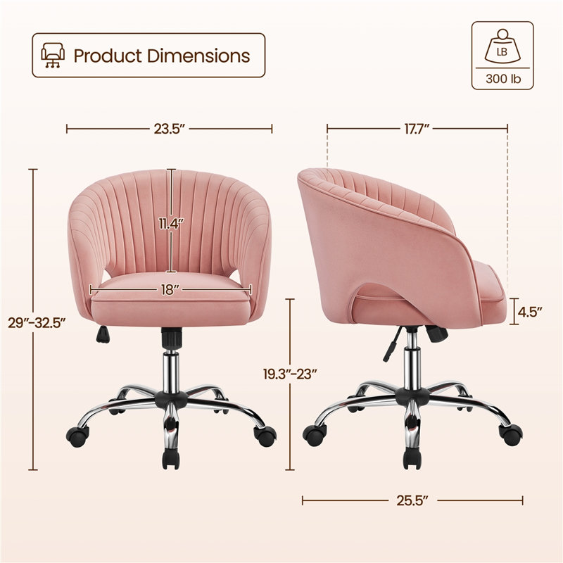 Eggers Home Office Chair with Tufted Barrel Back, Pink