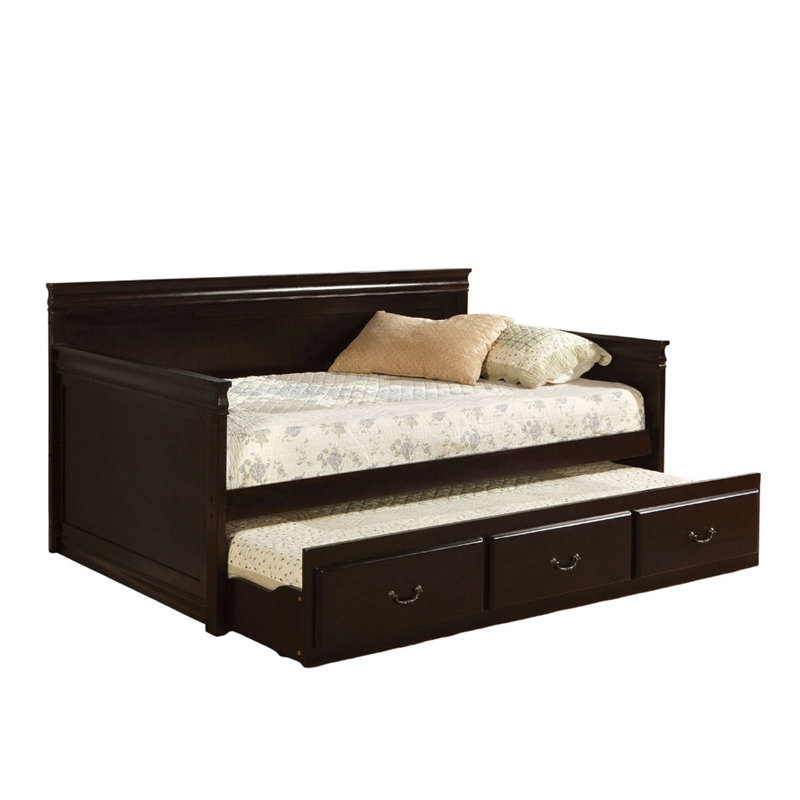 Lit de jour de style traditionnel avec lit gigogne de lit plateforme de style anglais avec finition espresso incluse