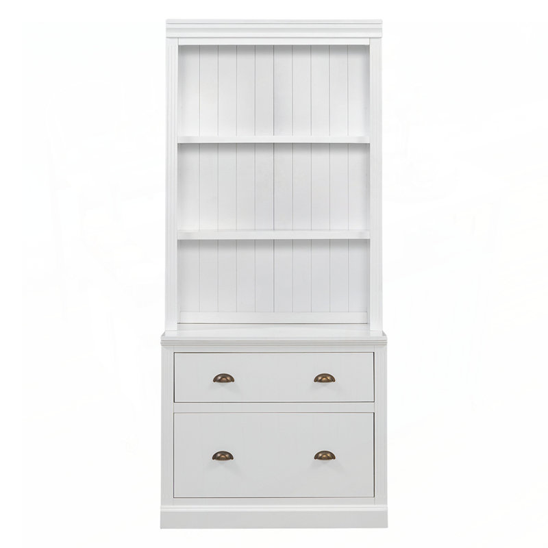 Ensemble de bibliothèque moderne 2 pièces avec éclairage à DEL, tiroirs et tablettes ouvertes pour le rangement du salon et du bureau personnel