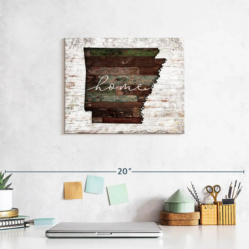 Arkansas Home Map - impression sur toile tendue, H 8 po x l 10 po x P 1 po