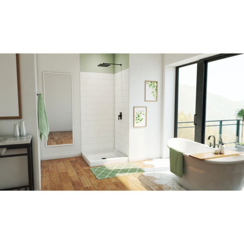 DreamStone 36" White Modern Subway Pattern Shower Kit