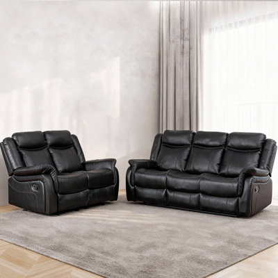 2 - Piece Faux Leather Manual Reclining Living Room Set With Drop - Down Table