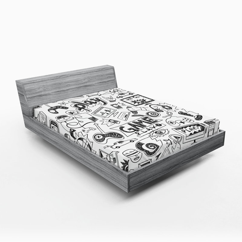 Ensemble de 2 draps-housse pour jeux vidéo Ambesonne, Drap-housse de taille très grand