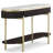 Dominic 48 In. Dark Walnut And Gold Oval Faux Marble Console Table With Fluted Apron