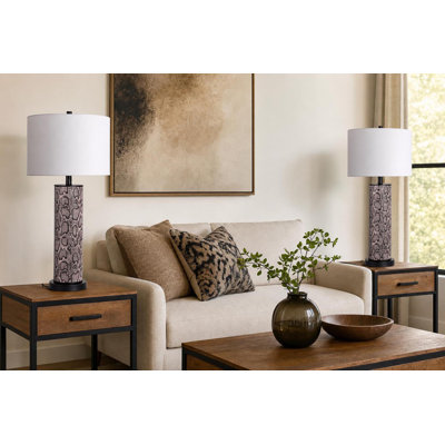 Serpent Elegance Faux Leather Table Lamp - Snake Skin - Set of 2