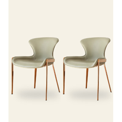 Italian Simple Saddle Leather Ironwork Backrest Dining Chair