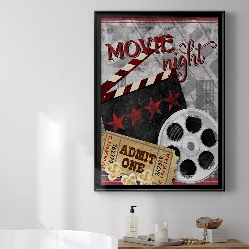 " Movie Night II ", 42.5" H x 30.5" W x 1" D, Black