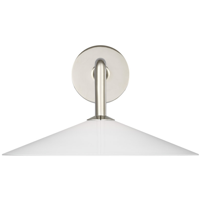 Amber Lewis Ponce 9" Sconce, Polished Nickel, White, 8.5" H x 13" W x 17" D