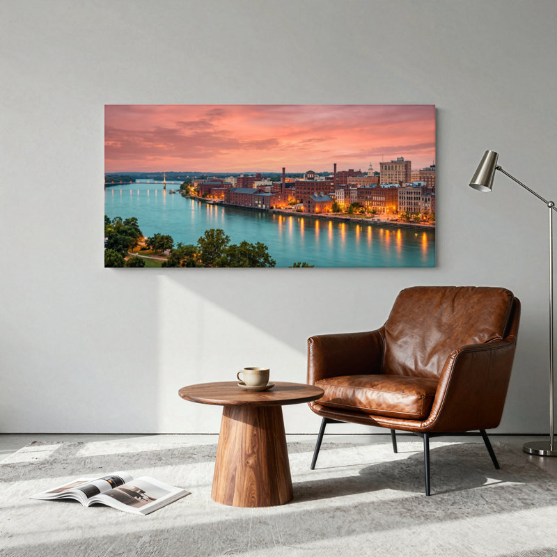 «City Sunset», reproduction d'art sur toile, ensemble de 1, Toile tendue, L 32 po x H 16 po