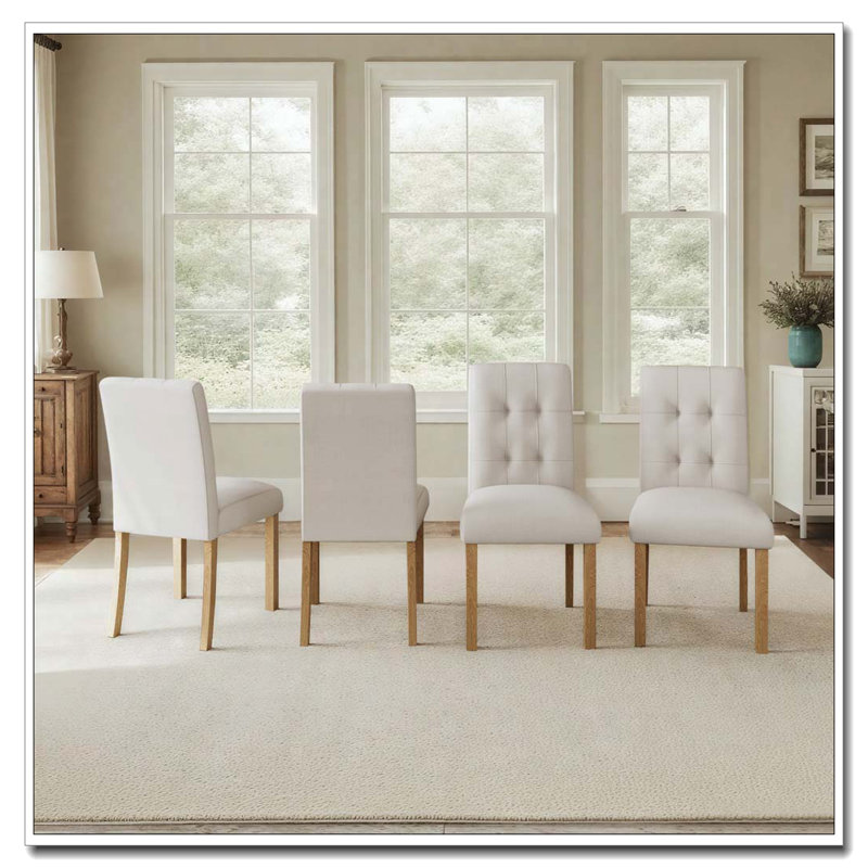 Ensemble de chaises de salle à manger en bois, Naturel + beige