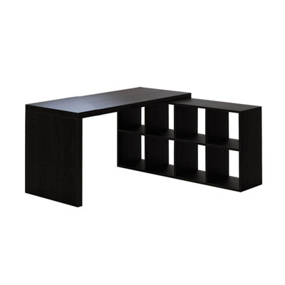Black L-Shaped Solid Wood desks