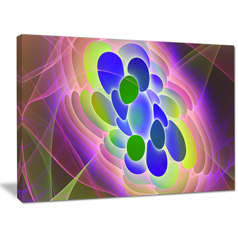 « blue green fractal virus », impression sur toile tendue, H 30 po x l 40 po x P 1 po
