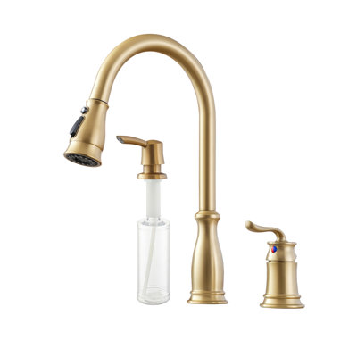 Kitchen Faucet With Soap Dispenser -  Boyel Living, BL-APS254-BTG