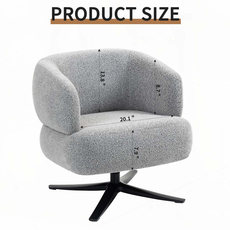 Chaise d'appoint pivotante rembourrée, Gris antique