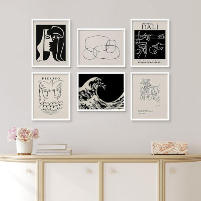 Kanagawa, Japon, vague Dali, encadrée sur papier, 6 pièces par Pablo Picasso