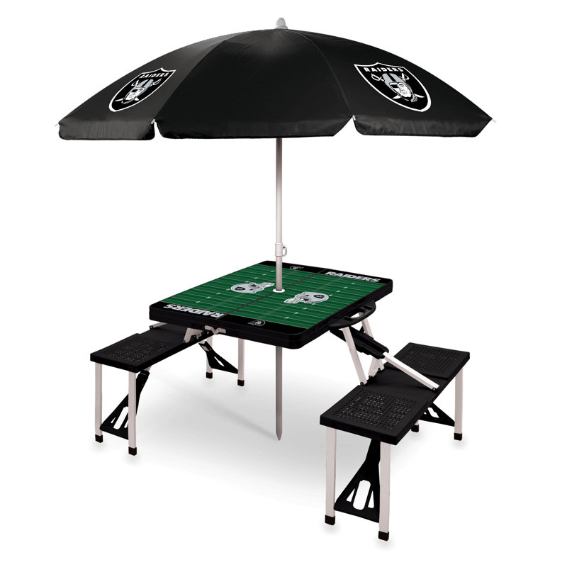 NFL Patio Dining Set with Rectangular Table, Las Vegas Raiders, Black