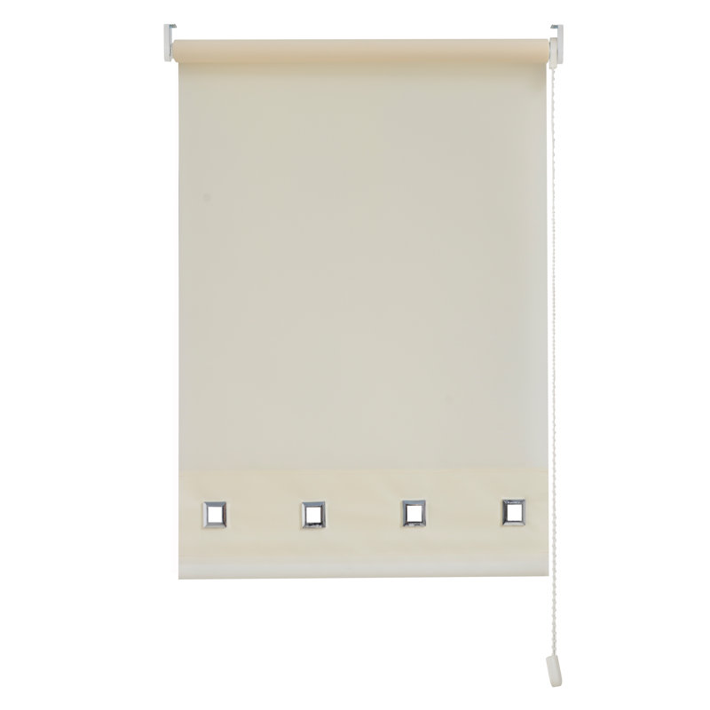 Semi Sheer Daylight Roller Blind with Chrome Eyelet Detail, Ochre, 165 cm L x 150 cm W