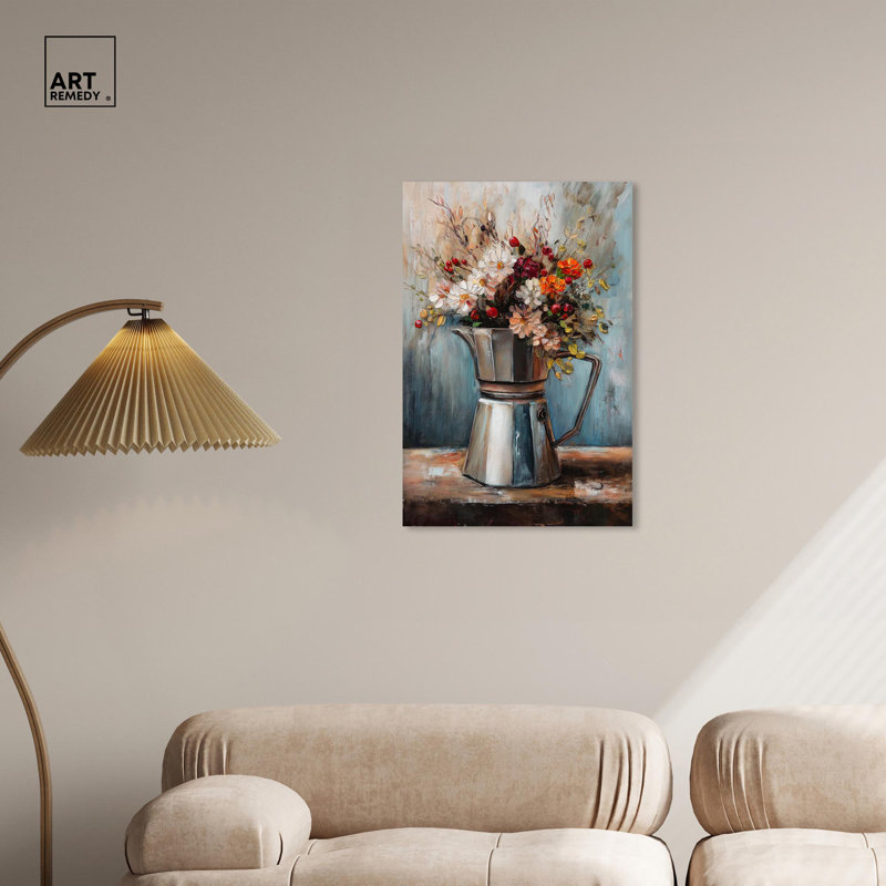 Graceful Floral Wrapped Canvas Art in 30" x 20"