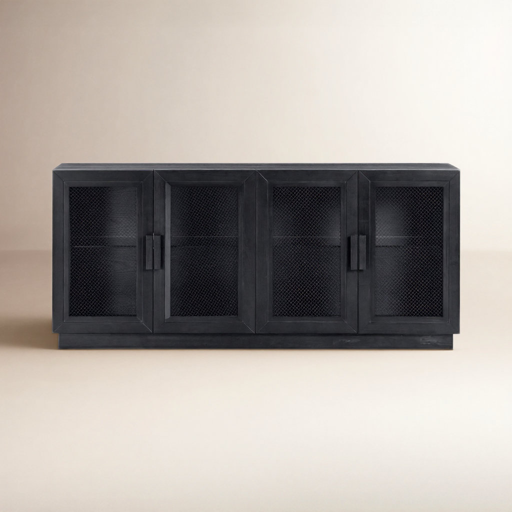 Hermione 72" Glass TV Stand, Black