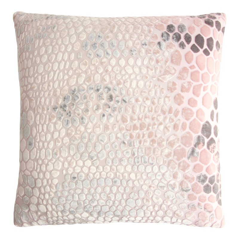 Snakeskin Square Velvet Pillow Cover & Insert, 22"H x 22"W, Blush