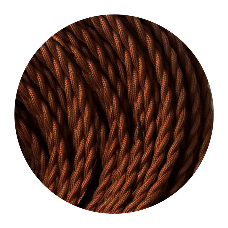 2Core Twisted Vintage Coloured 0.75Mm Braided Fabric Flexible Electrical UK Lighting Wire Cable, Dark Brown