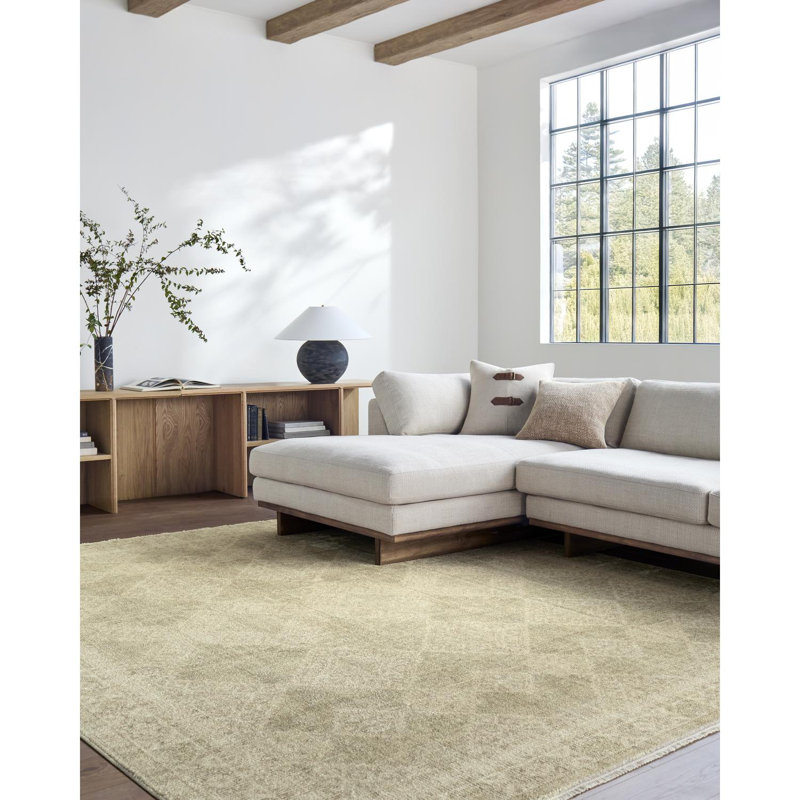 Vintage Beige and Tan Synthetic Rectangular Area Rug 5' x 7'
