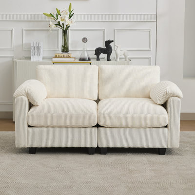 Causeuse 2 places avec accoudoirs coussinés, canapé en velours côtelé à assise profonde Cloud Couch