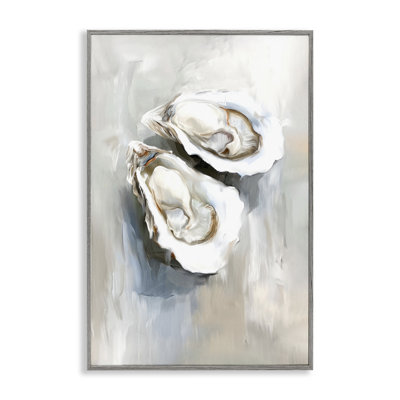Two Oysters Seashell Mirage Framed Giclee, design by Ramona Murdock