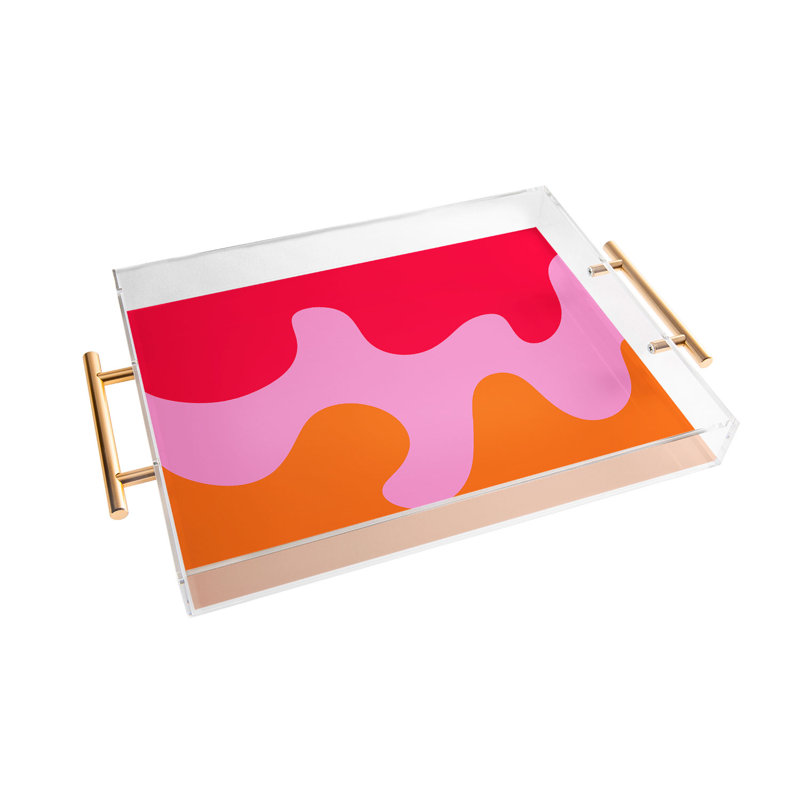 Cassidy Rae Marietta Swiss Cross Remix Acrylic Tray, Abstract, Pink/Orange