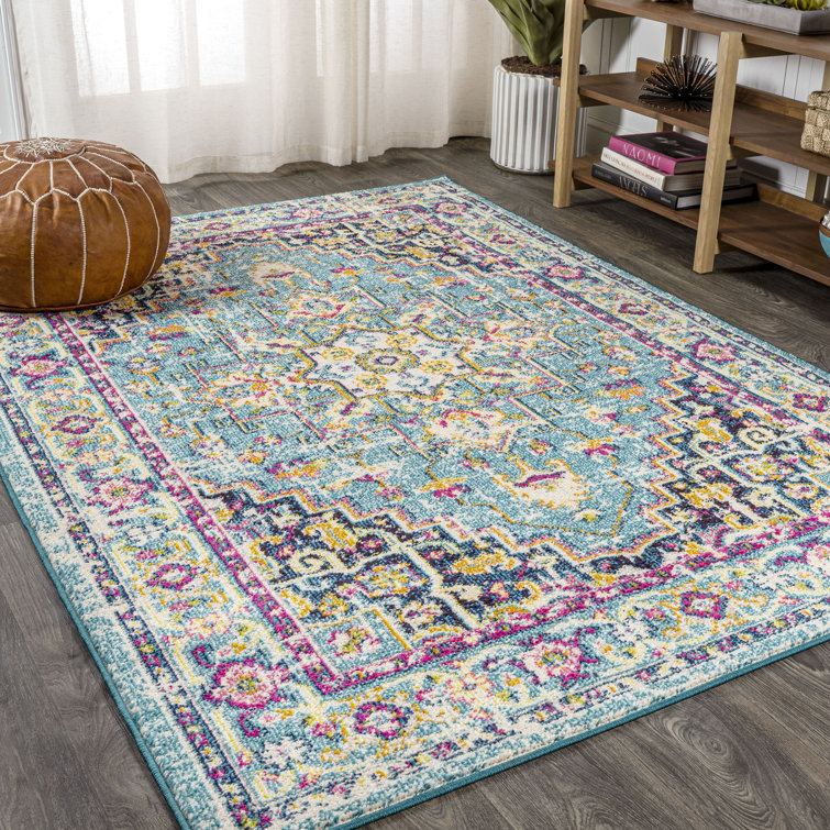 Eugena Geometric Medallion Blue/Multi Rug