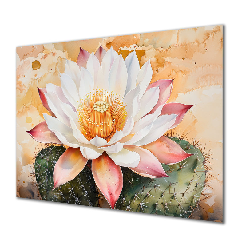 Fleur de cactus du désert du Nevada - impression murale en métal Floral, impression florale de cactus en métal