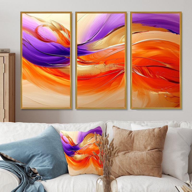 «Galactic Bloom», ensemble de reproductions d'art mural, H 40 po x l 60 po, Reproduction avec cadre flottant, Doré
