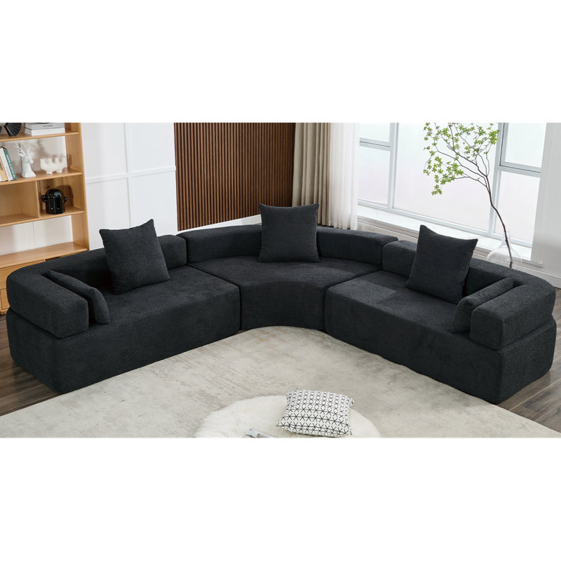 Oversized Combination Sofa,Curved Sofa, Black