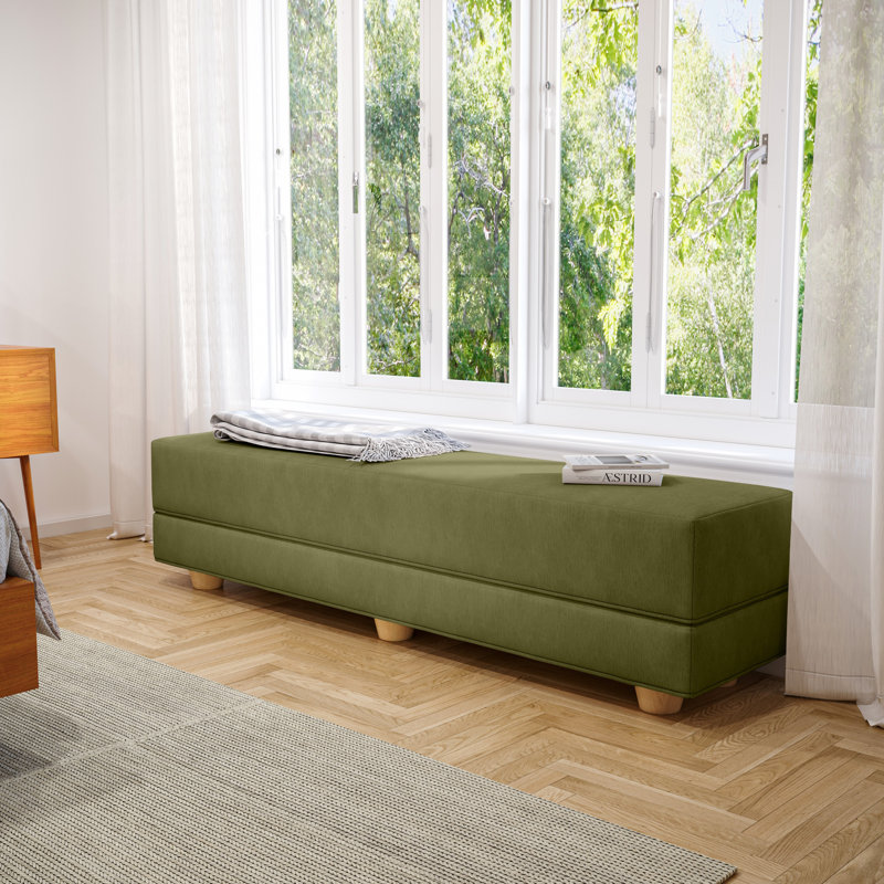 Palisades Camden Twin-Sized Convertible Sleeper Bench – Space-Saving Fold-Out Bed with Pet-Friendly Fabric, Green