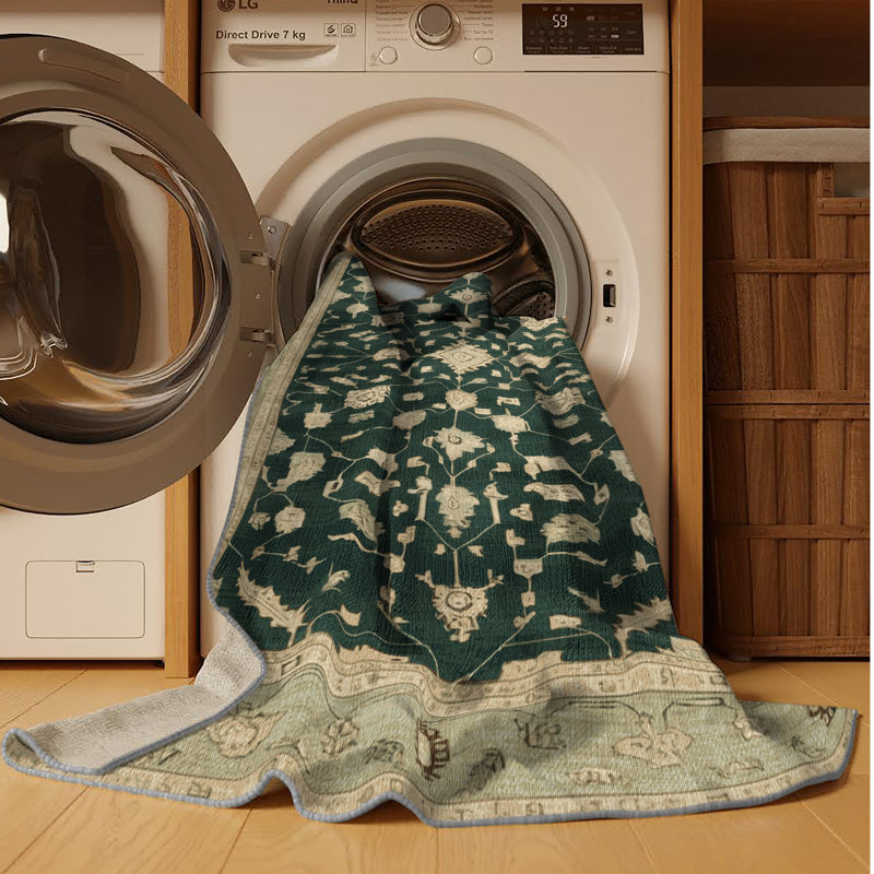 Tapis gris lavable à la machine, Rectangle 7 pi x 9 pi
