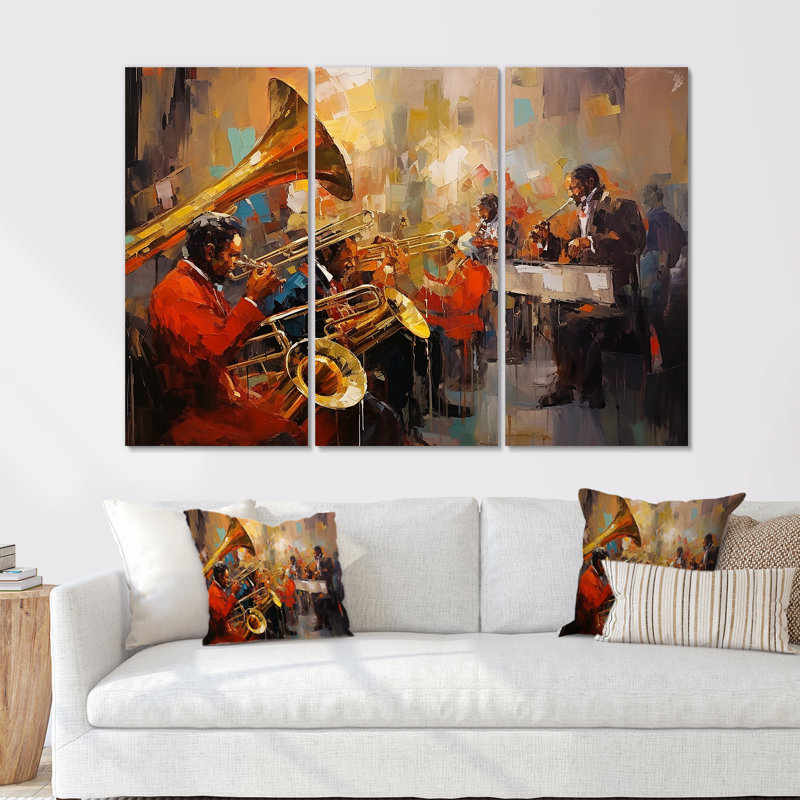 Ensemble d'art mural Orlane - Musicien, Toile tendue, H 32 po x l 48 po x P 1 po