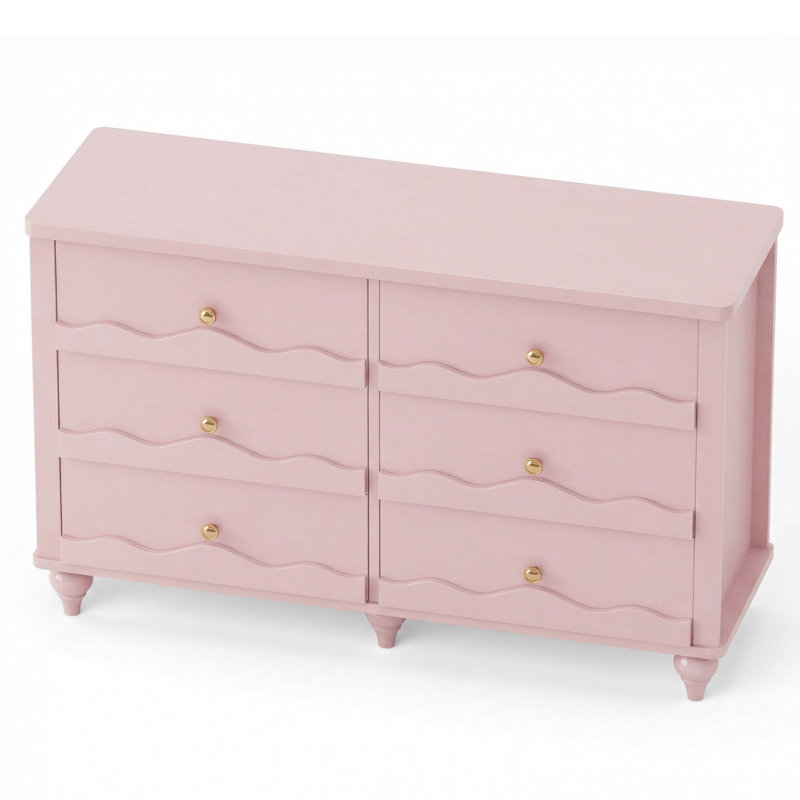 Abson 43.3" Dresser With Wood Drawers, Pink