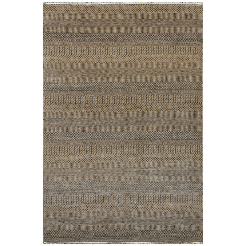 High-Quality Hand-Knotted Natural And Black Area Rug