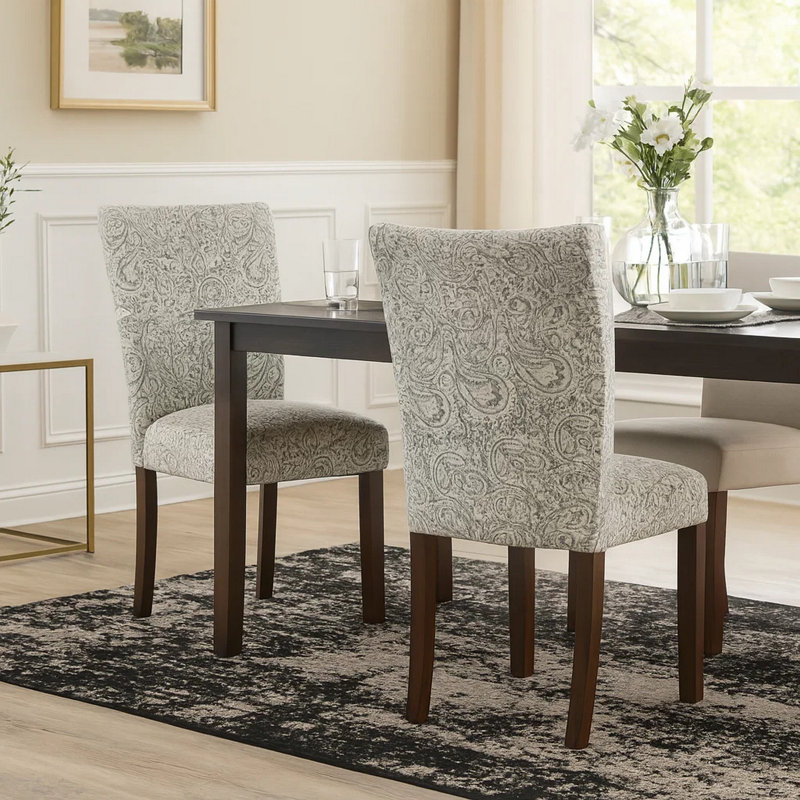 Chaise parsons rembourrée Michaelson , Brun, Mélange de polyester / gris rayonne / floral beig
