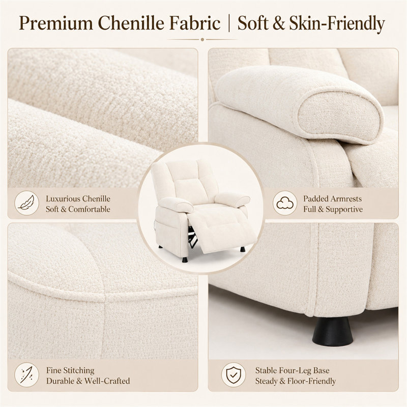 Fauteuil inclinable électrique Basic, Beige Chenille