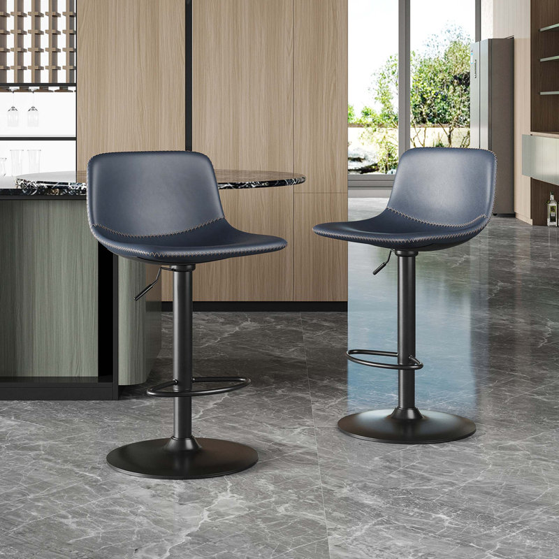 Ensemble de 2 tabourets de bar réglables, tabourets de bar pivotants de style Mid-Century, tabourets de bar industriels avec dossier et chaises de bar en cuir