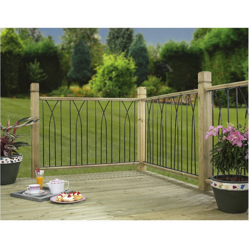 Lannie Metal Decking Fence Panel 77cm H x 28cm W, Black